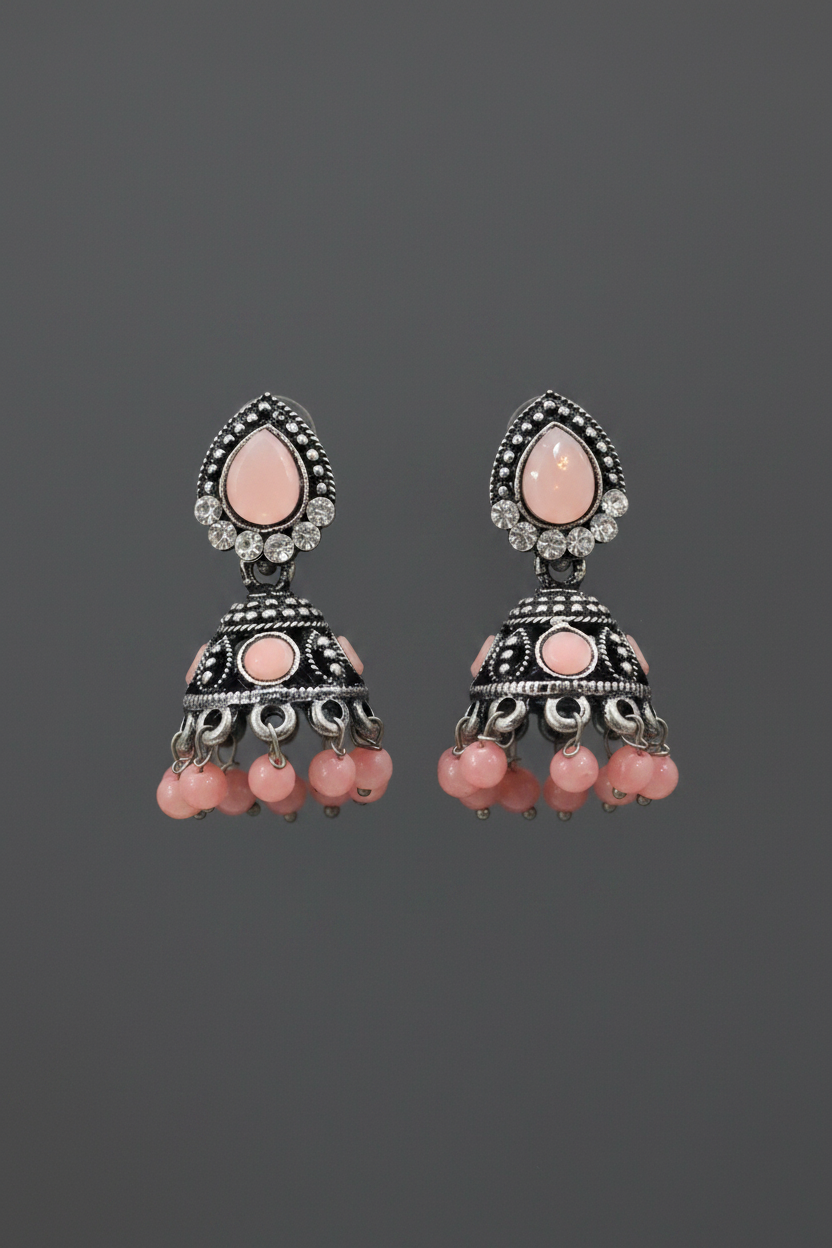 Black Metal Peach Earrings