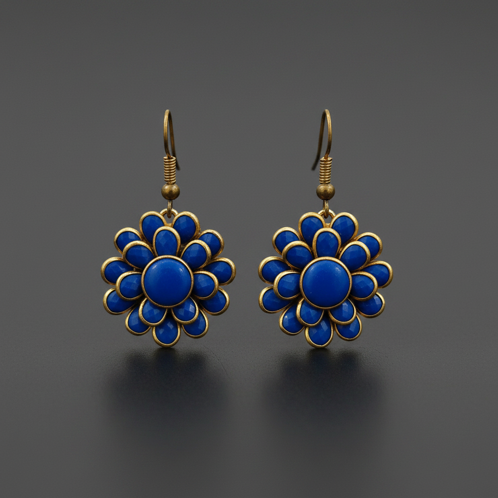 Blue Floral Pachi Earrings
