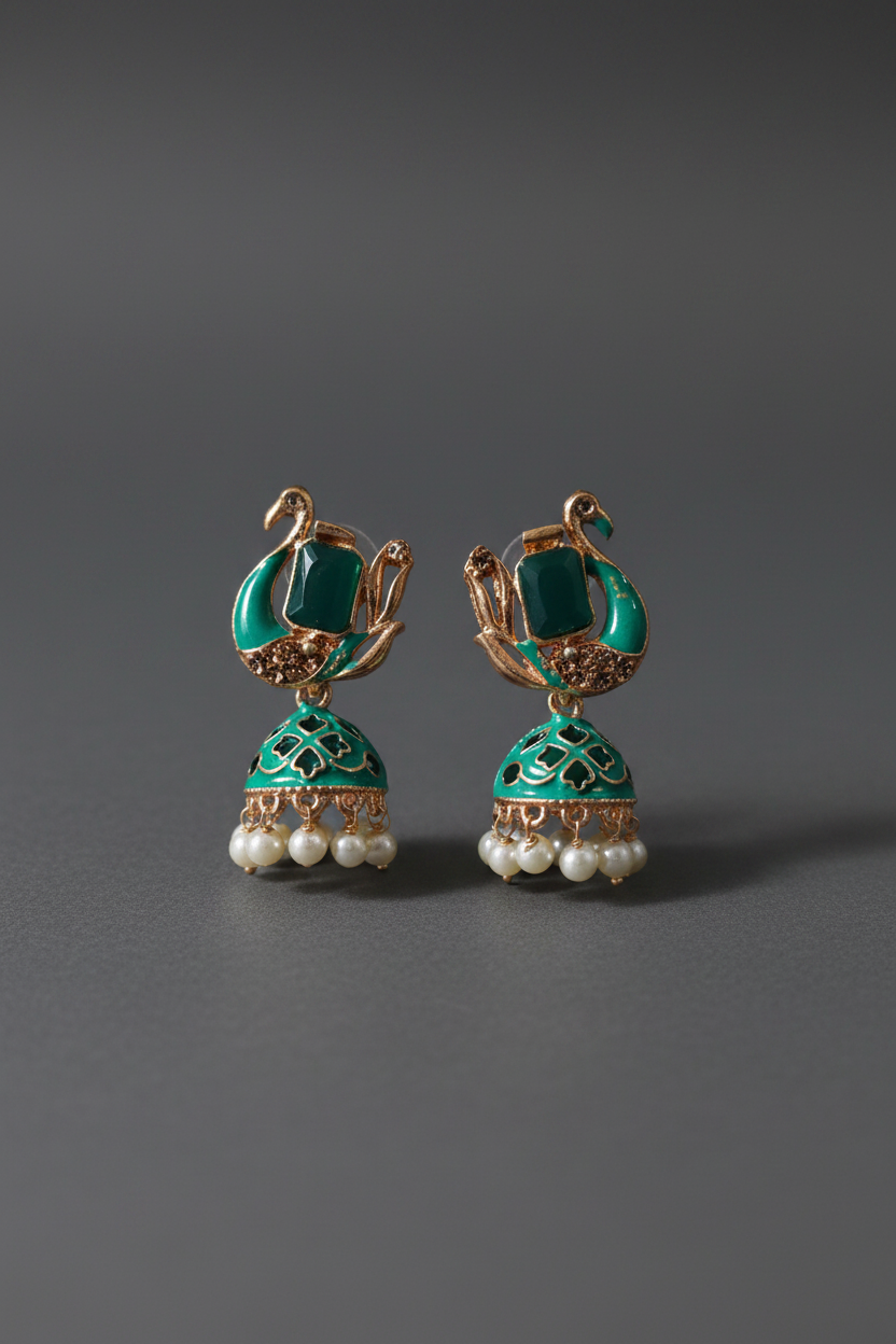 Blue Greenish Meenakari Earrings