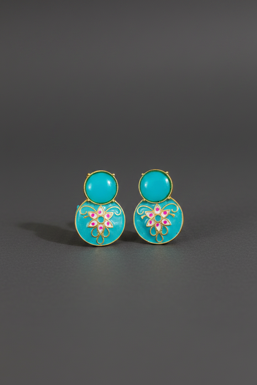 Blue Meenakari Earrings