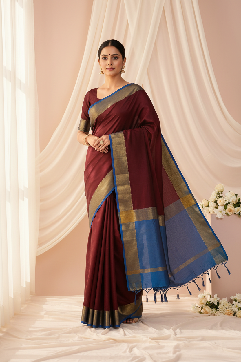 Brown Plain Poly Silk