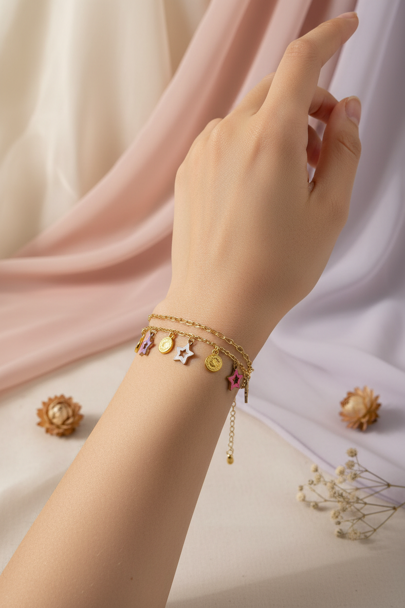 Charms bracelet gold chain