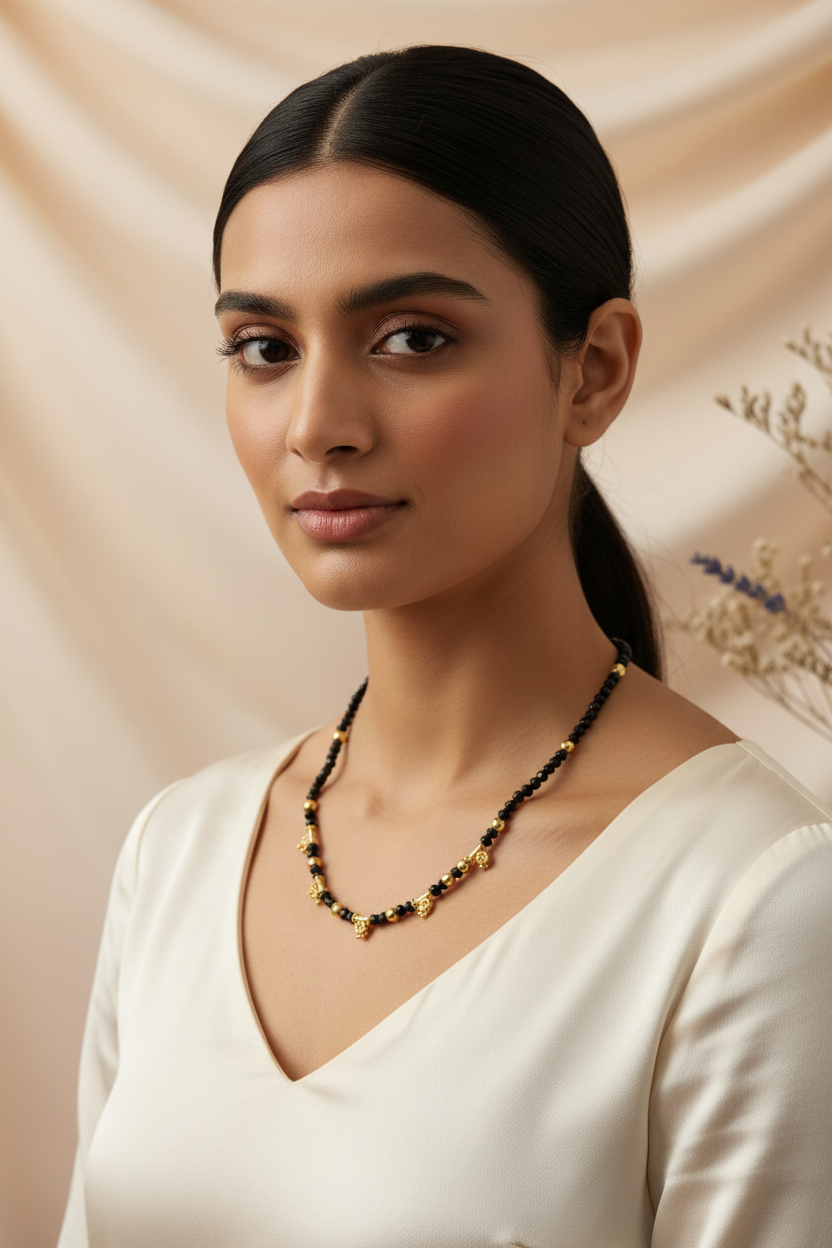 Black Crystal Beads Chain