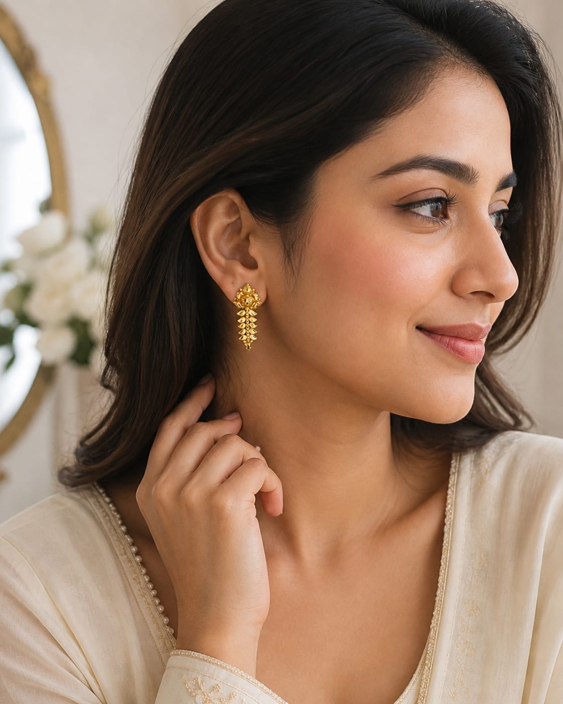 Floral Leaf Drop Earrings