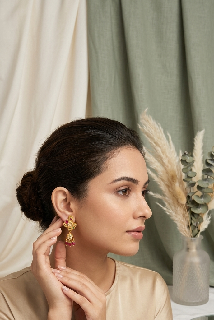 Gold-Replica-Peacock-Earrings