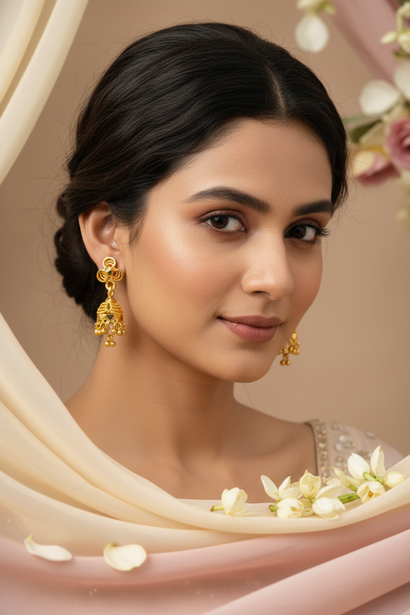 Gold Floral Mini Jhumka