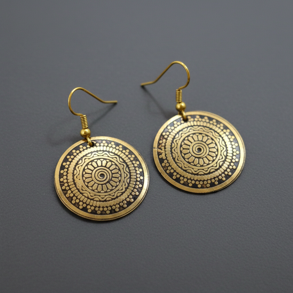 Floral Golden Metal Earrings