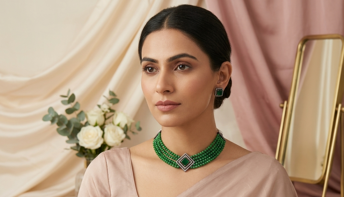 Green Four Layered Choker