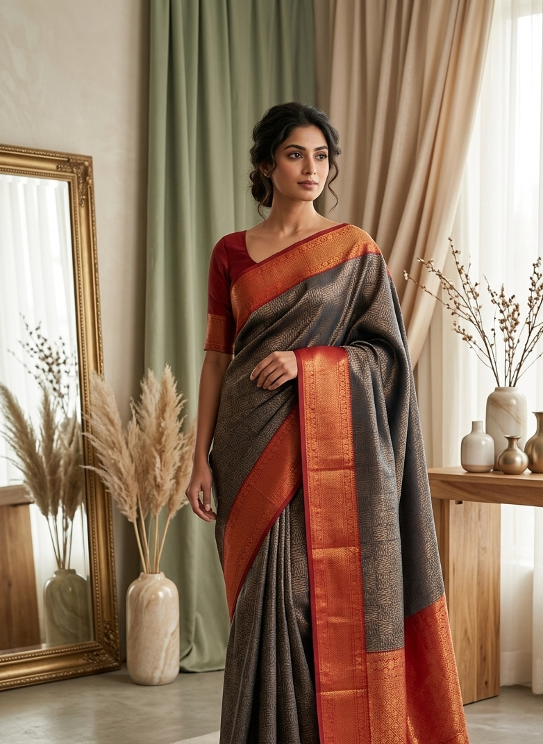 Green Pallu Drape Saree