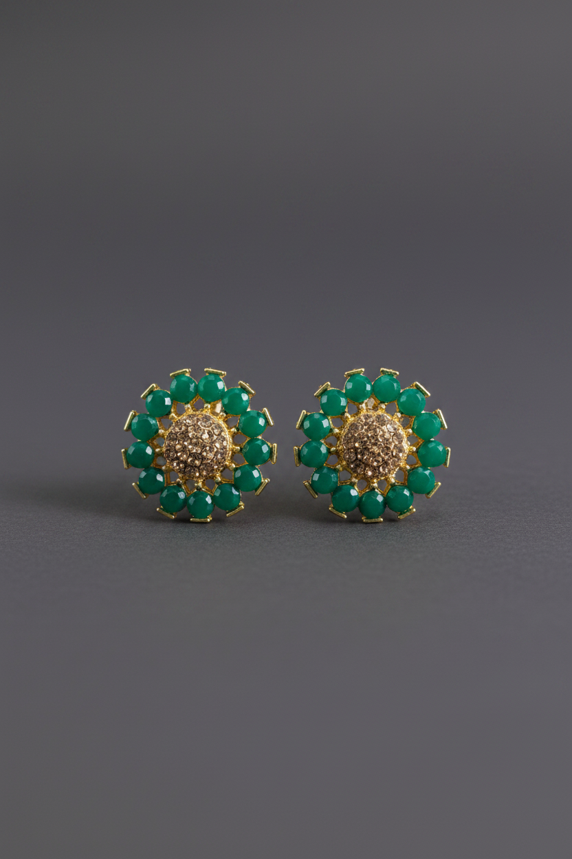 Green stud earrings
