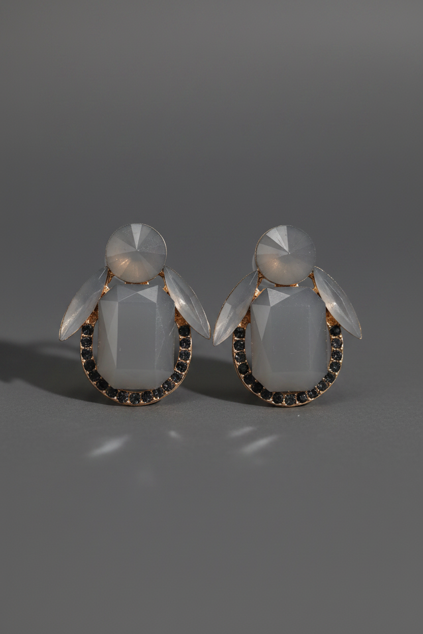 Grey Penquin Shaped Earrings