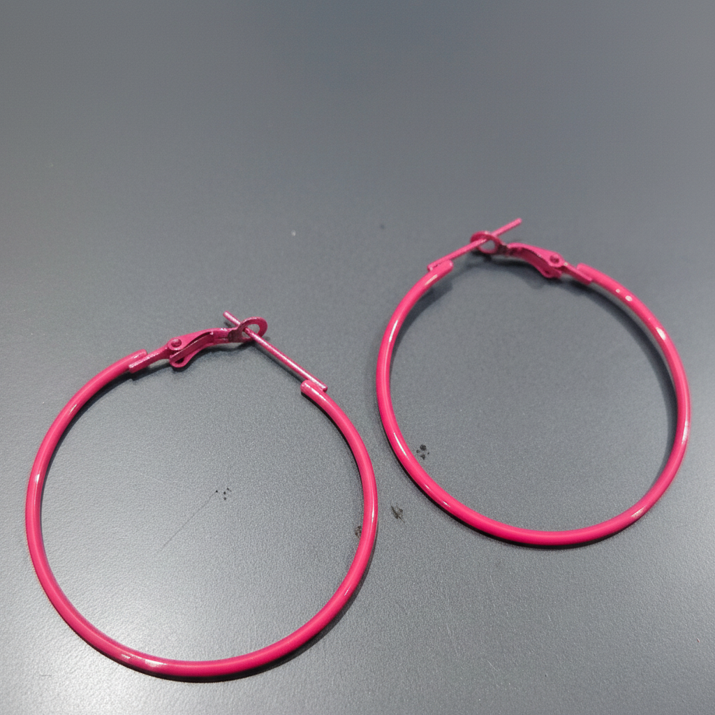 Pink Hoop Ring Earrings