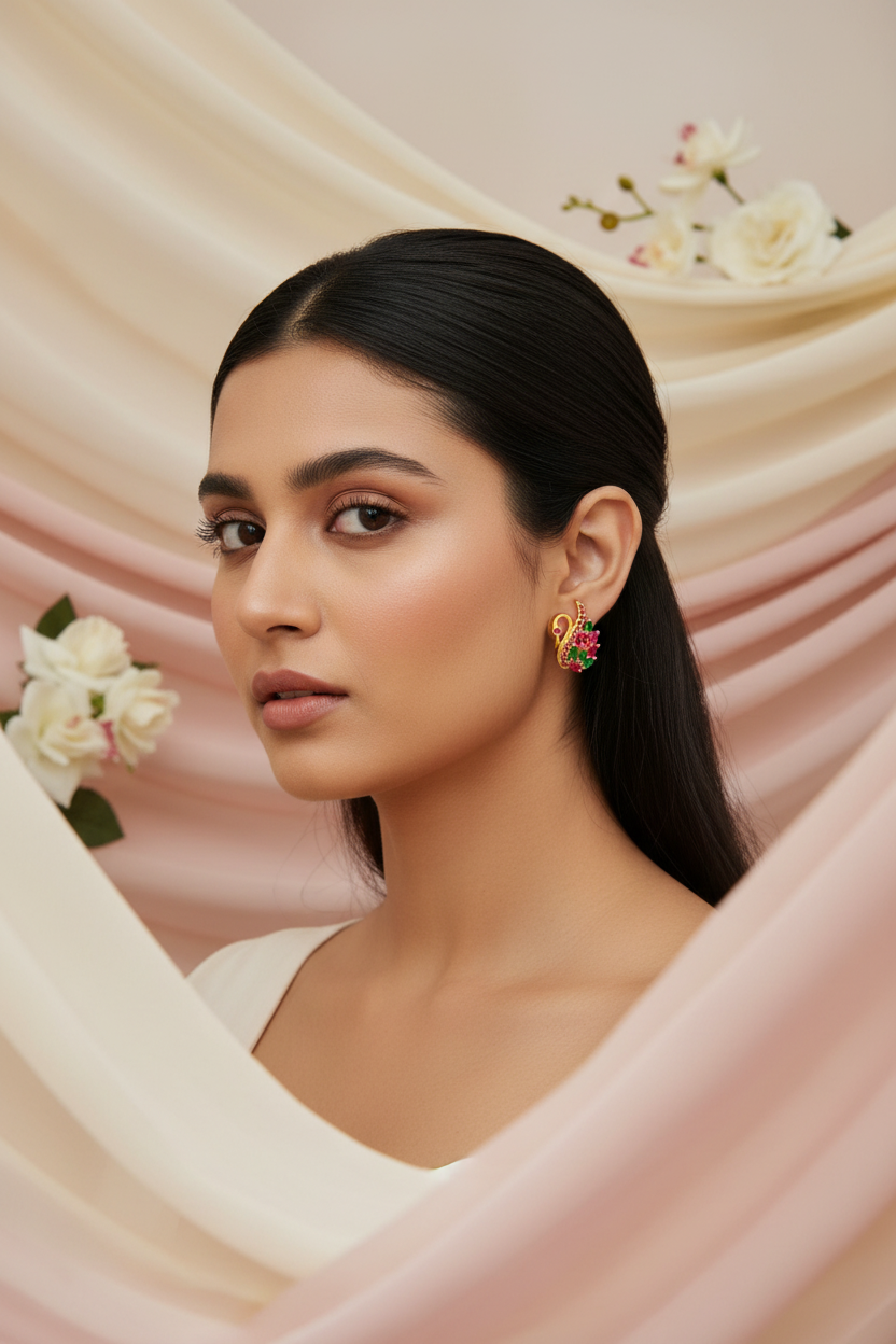 Multi AD Swan Earrings