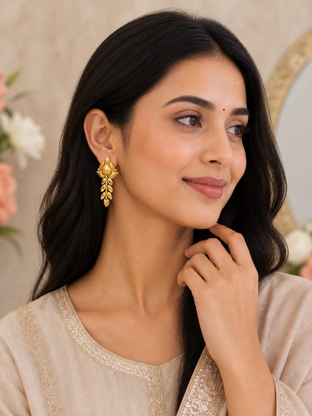 Inverted Heart Gold Earrings