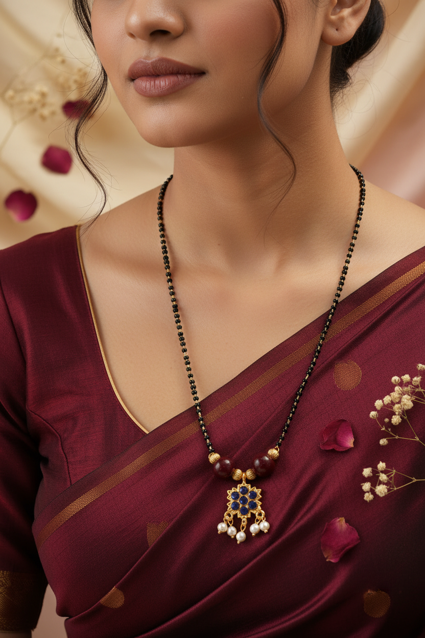 Blue Kemp Pendant Mangalsutra