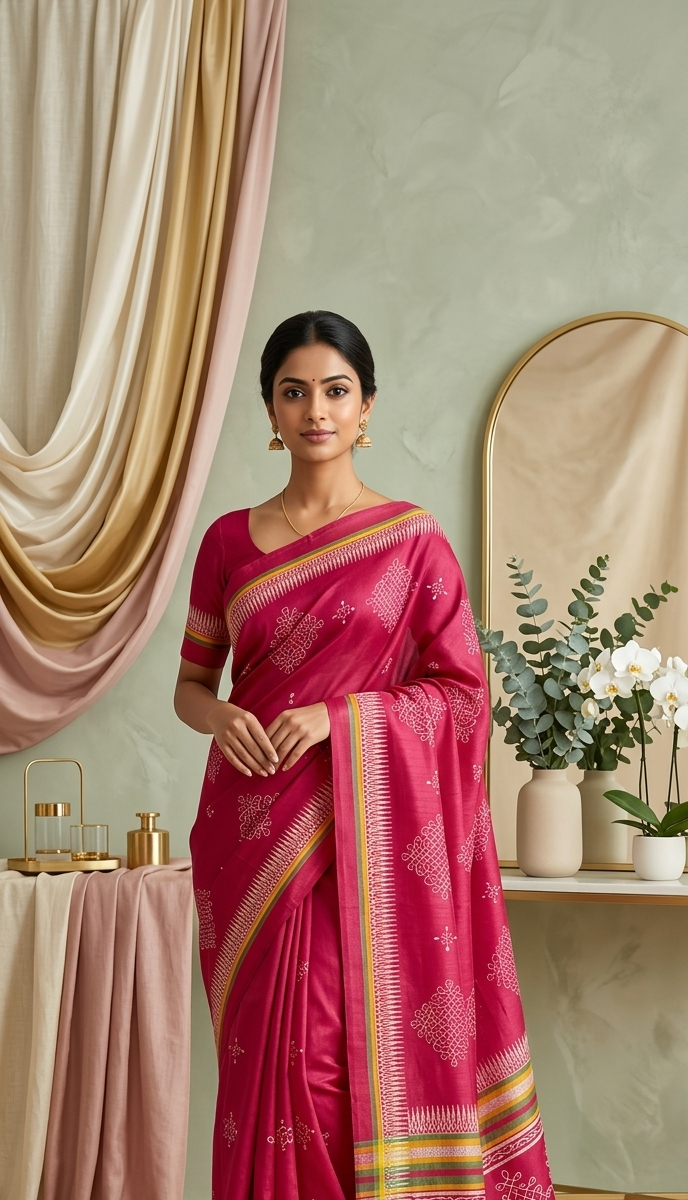 Magenta Pink Fancy Cotton Saree