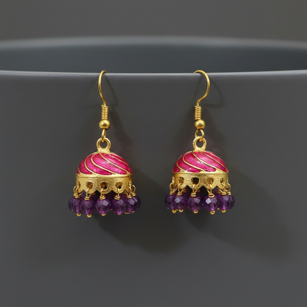 Purple Pink Meenakari Earrings