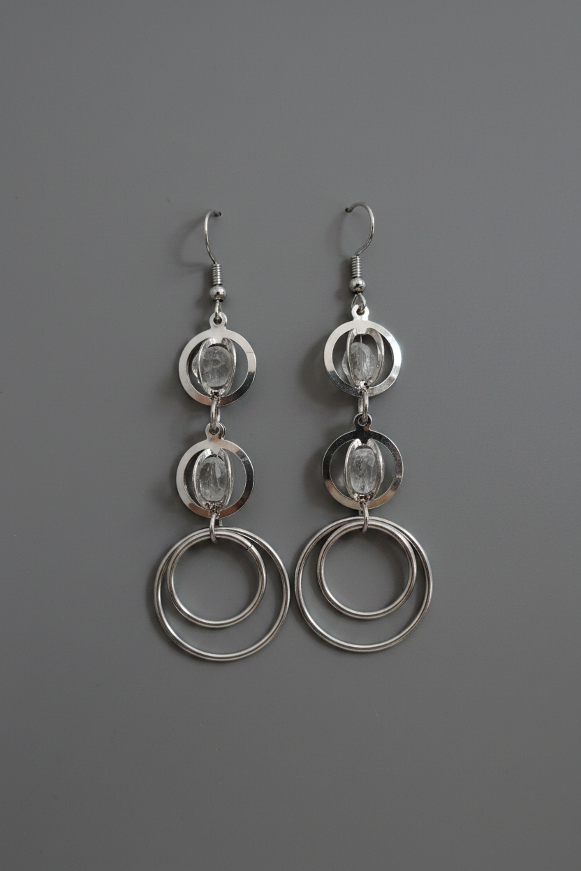 Metal Three Layered Earrings