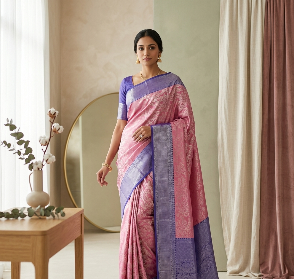 Pink Silver Symphony Saree