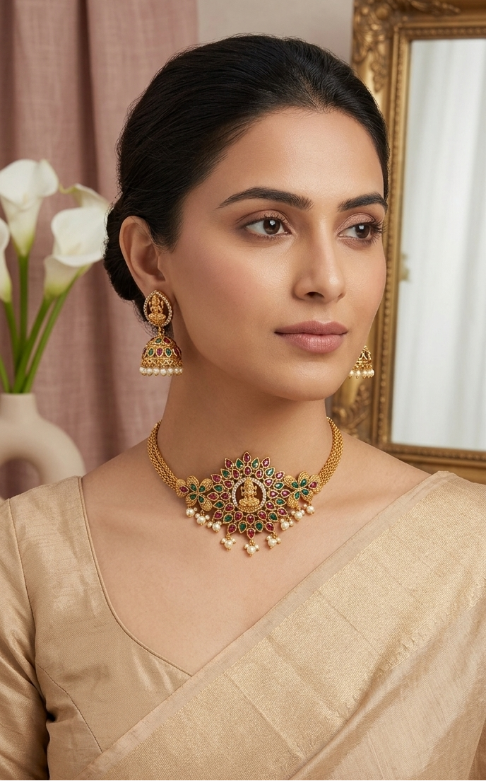 Gold AD Lakshmi Necklace