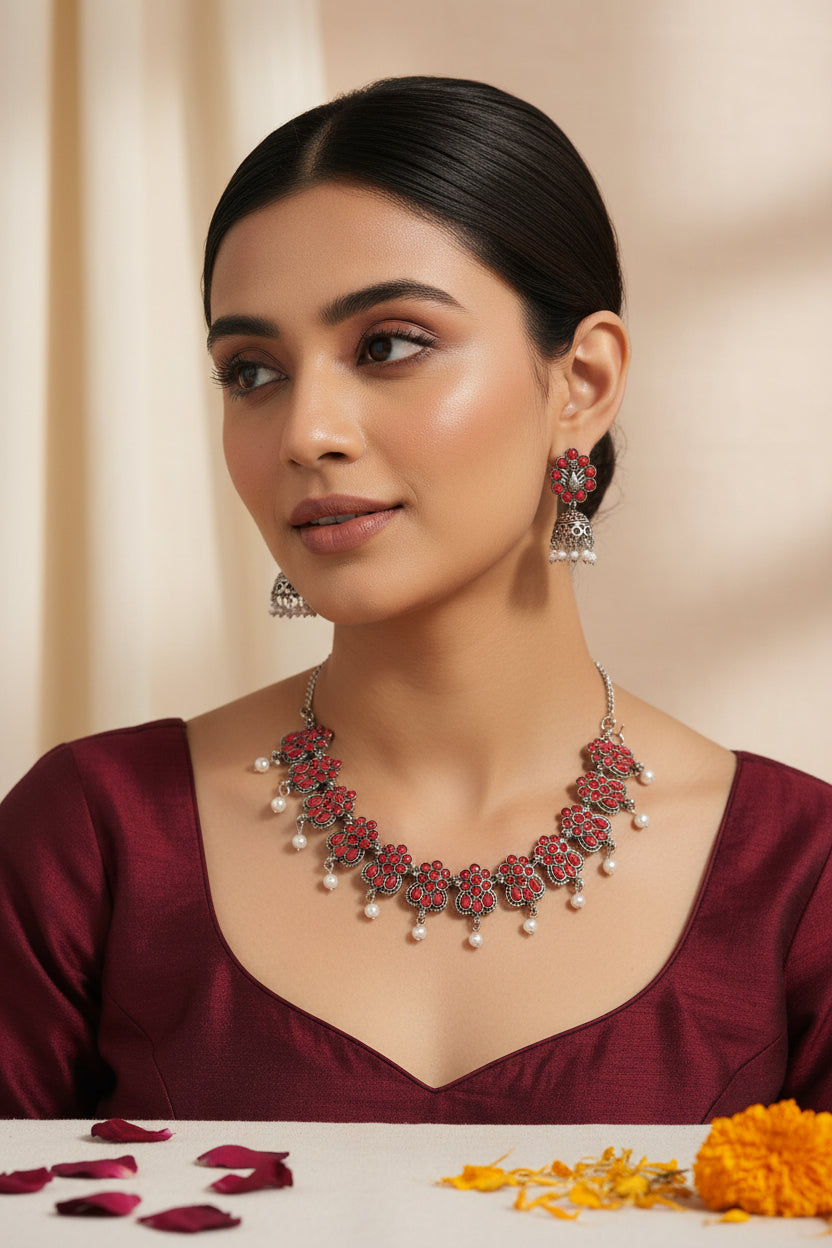 Oxidised-Red-Necklace