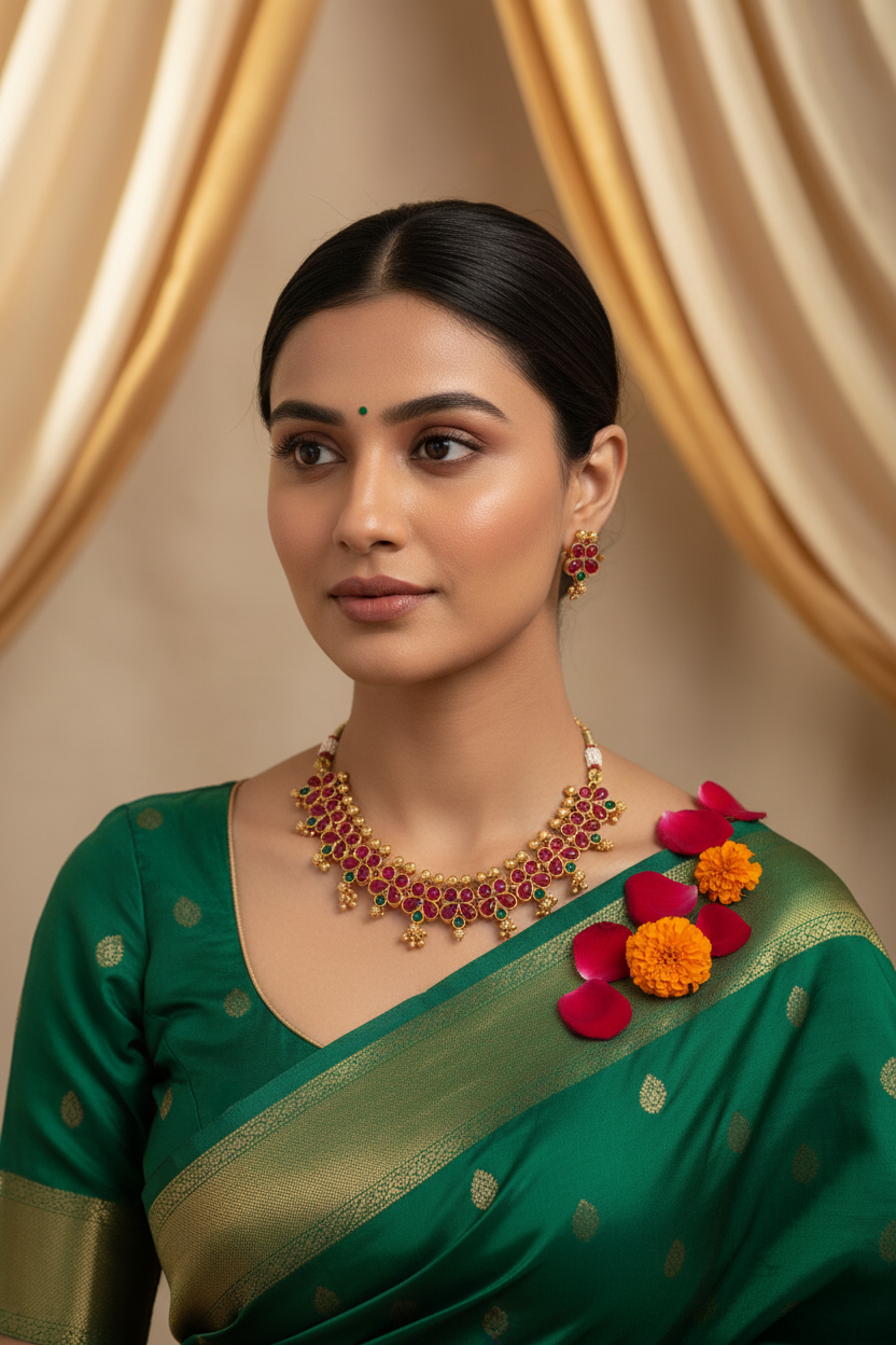 Red Kemp Necklace Floral