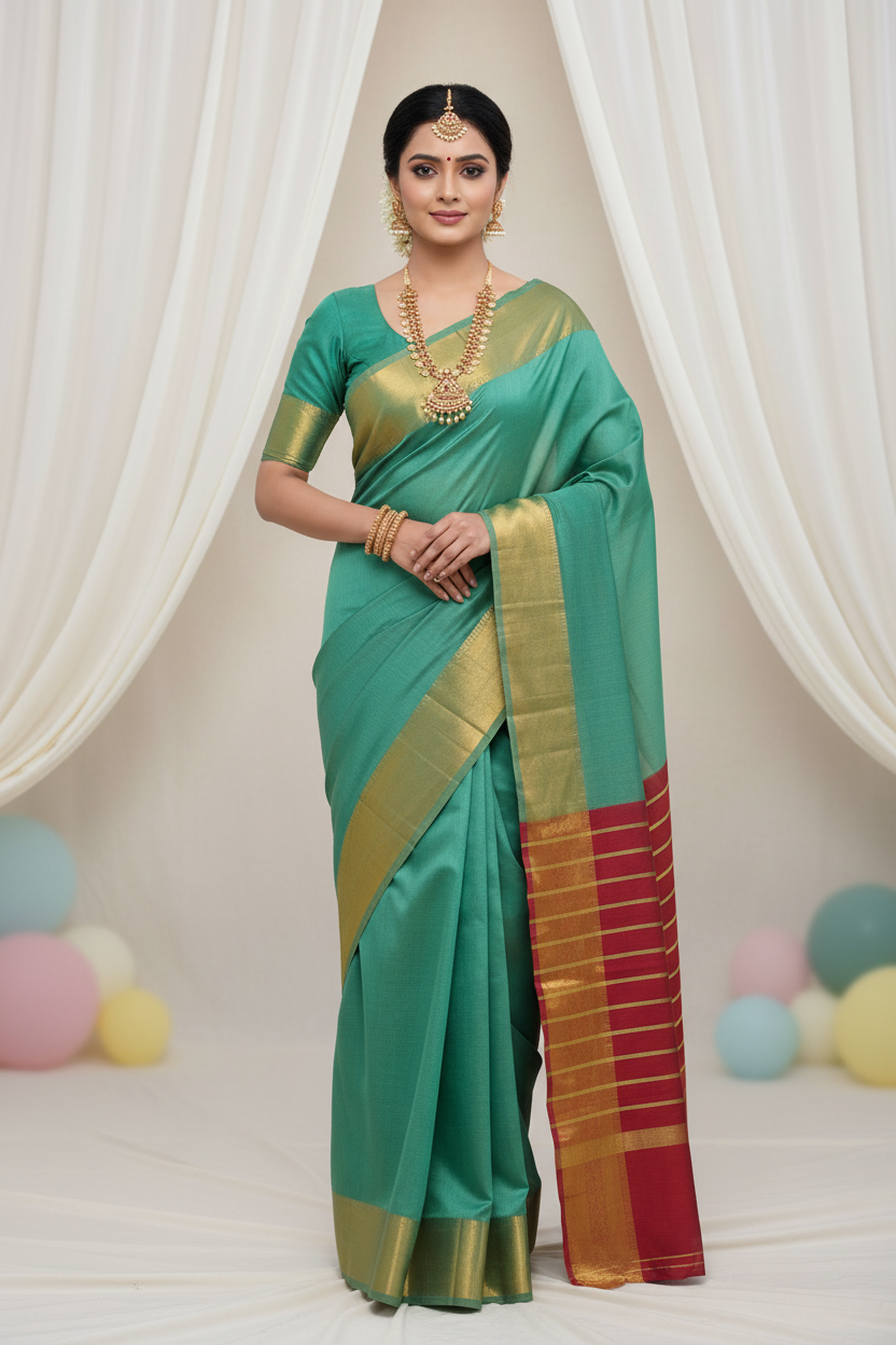 Red pallu cotton Saree