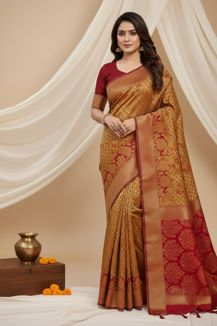 Red pallu kubera saree