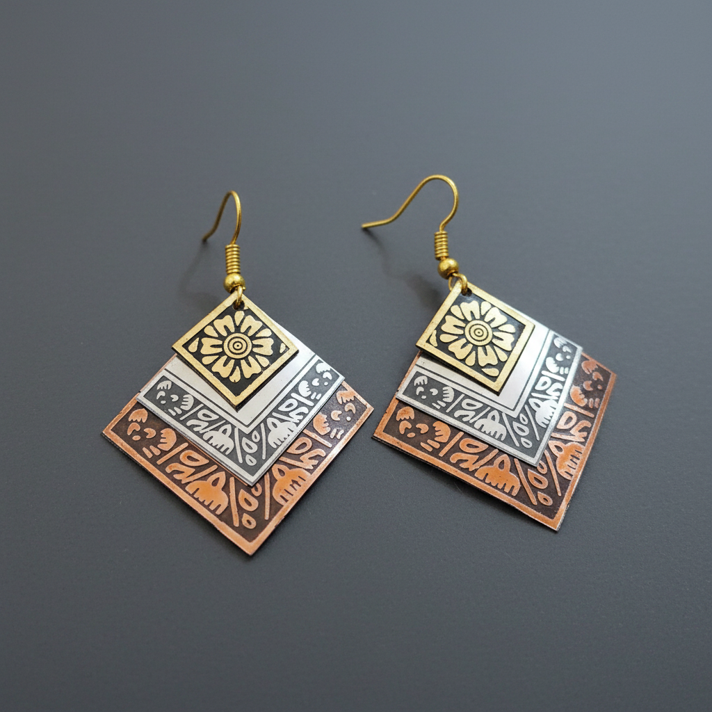 Diamond Shaped Metal Earrings