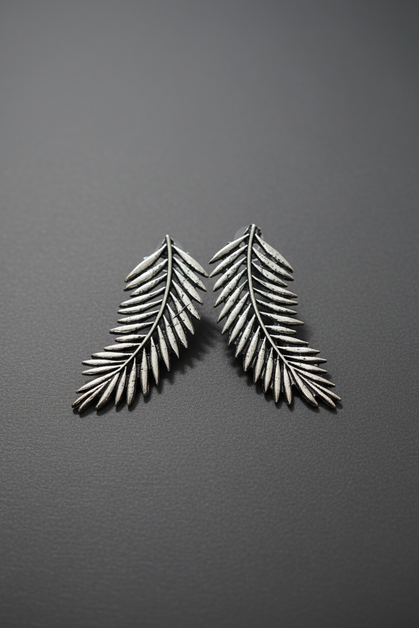 Silver leaf earrings