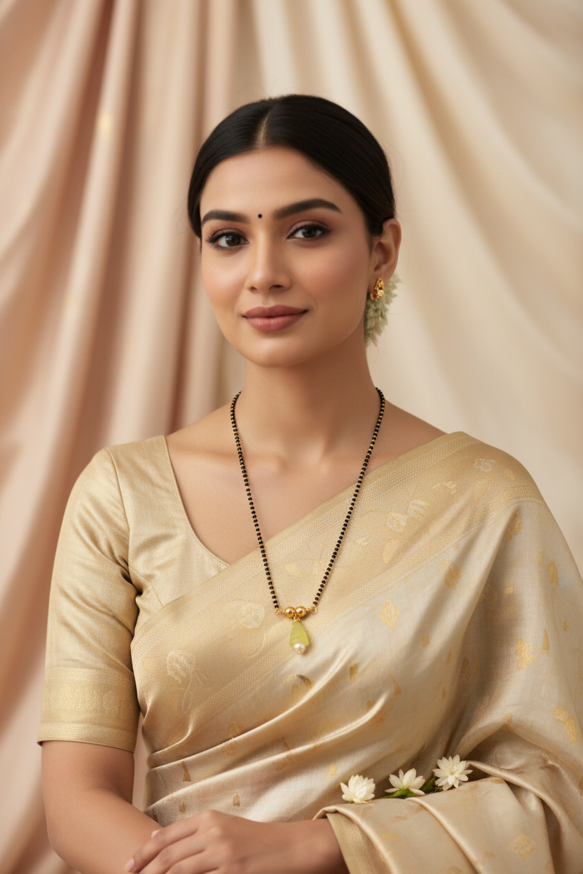 Yellow Jhumka pendant mangalsutra