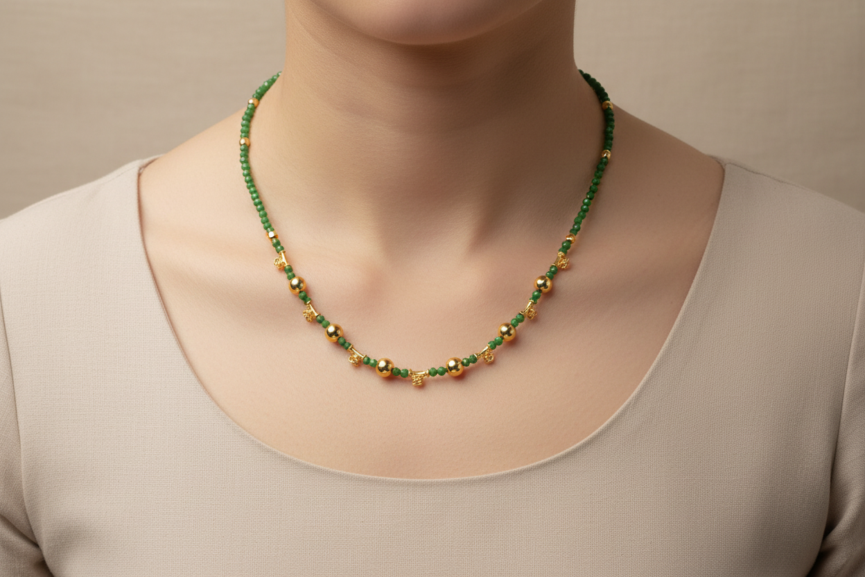 Green Crystal Beaded Chain