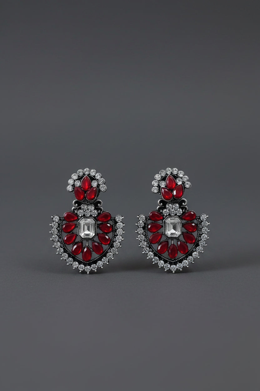 maroon_black_metal_earrings