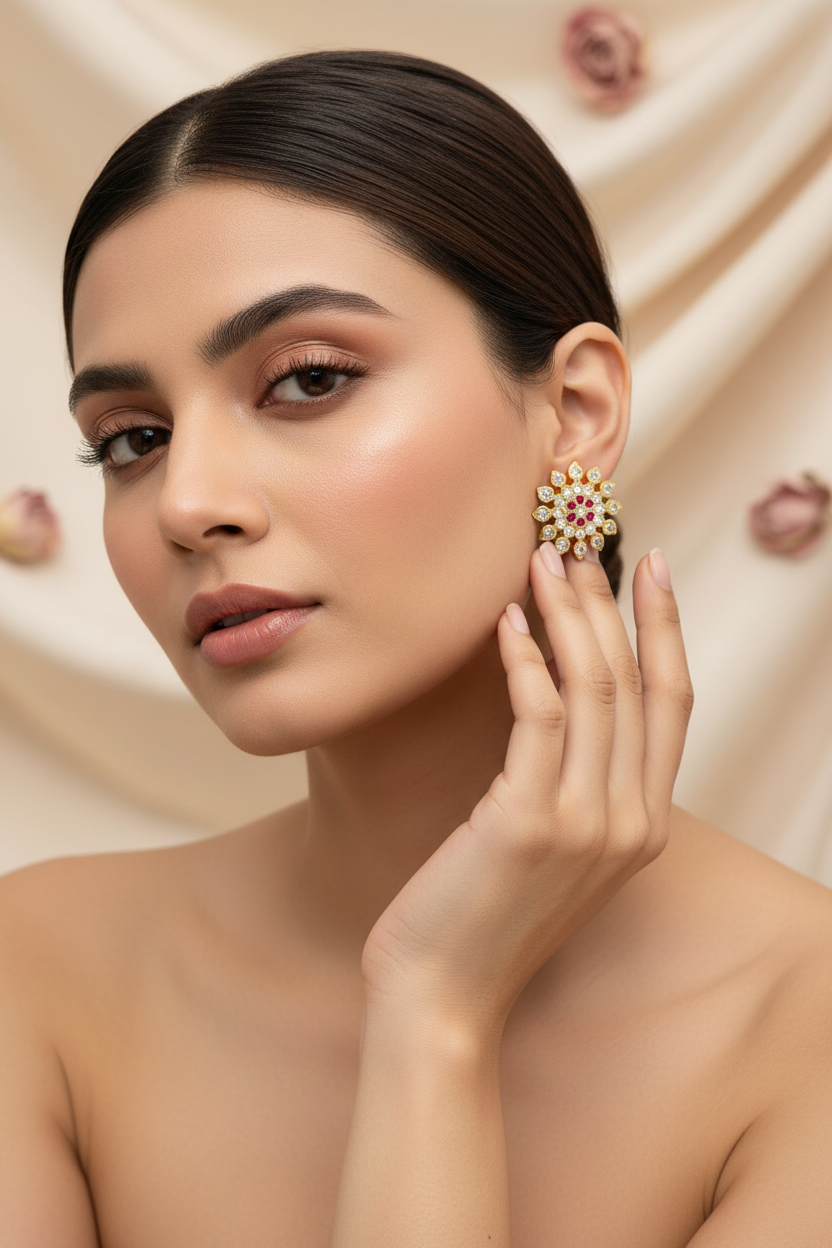 Pink Stone Impon Studs
