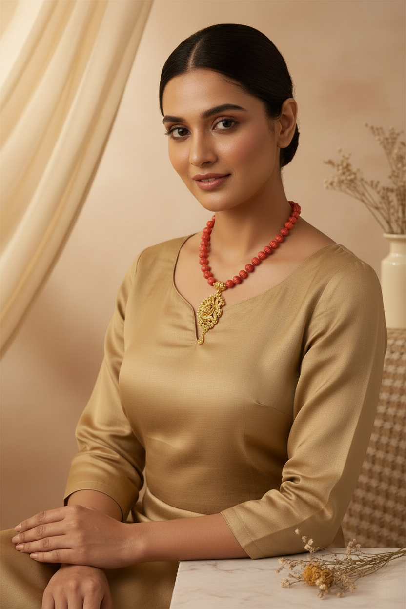 Pumpkin coral beads chain