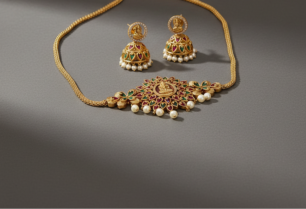 Gold AD Lakshmi Necklace