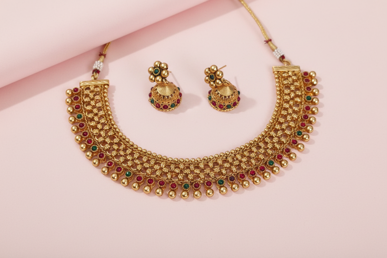 Multicolor AD Stone Necklace 
