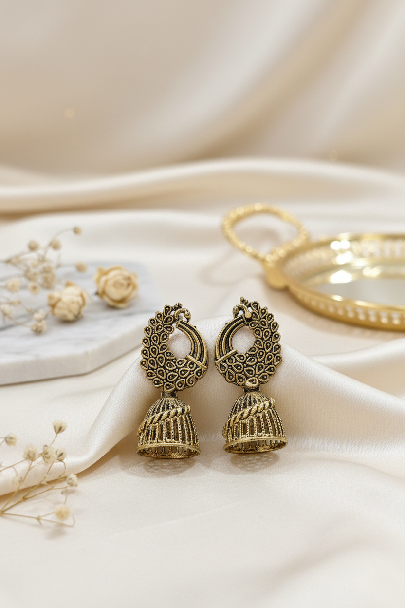 Antique Peacock Jhumka 