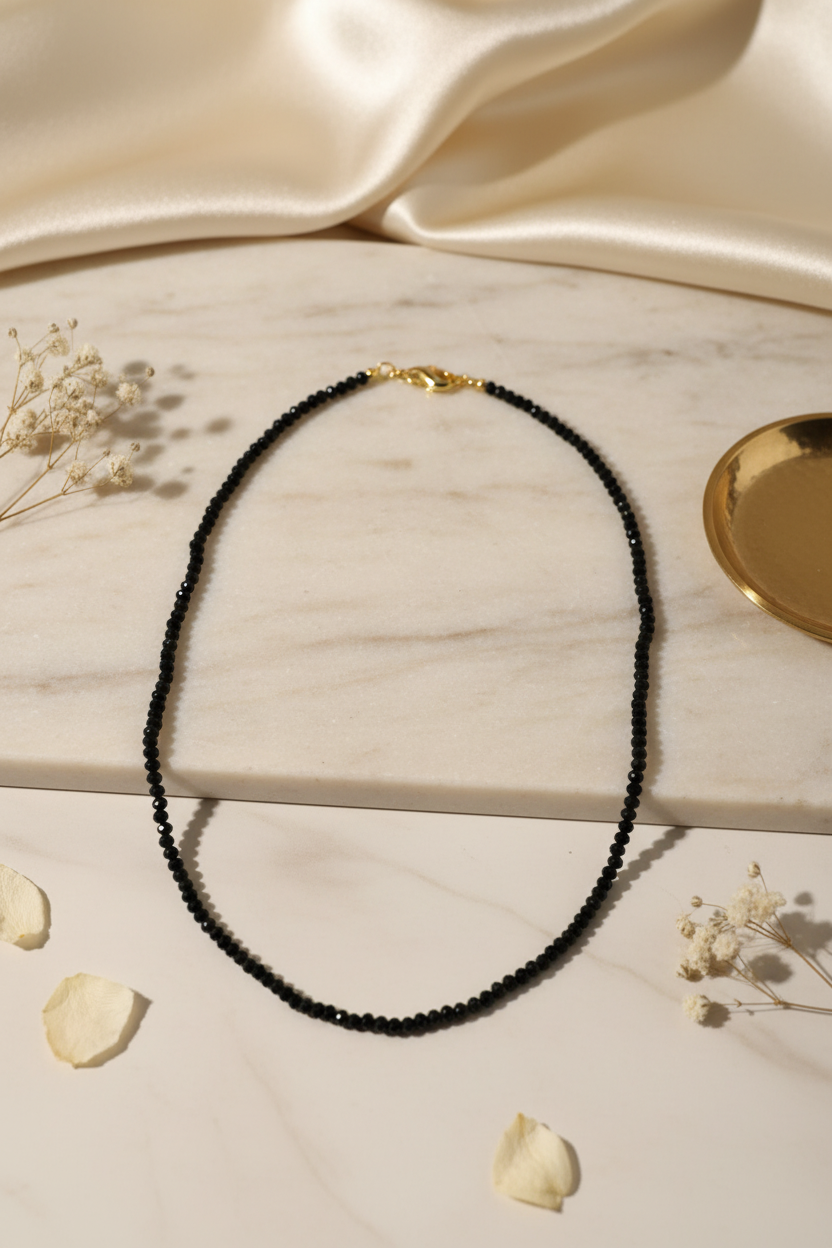 Black beaded crystal chain 