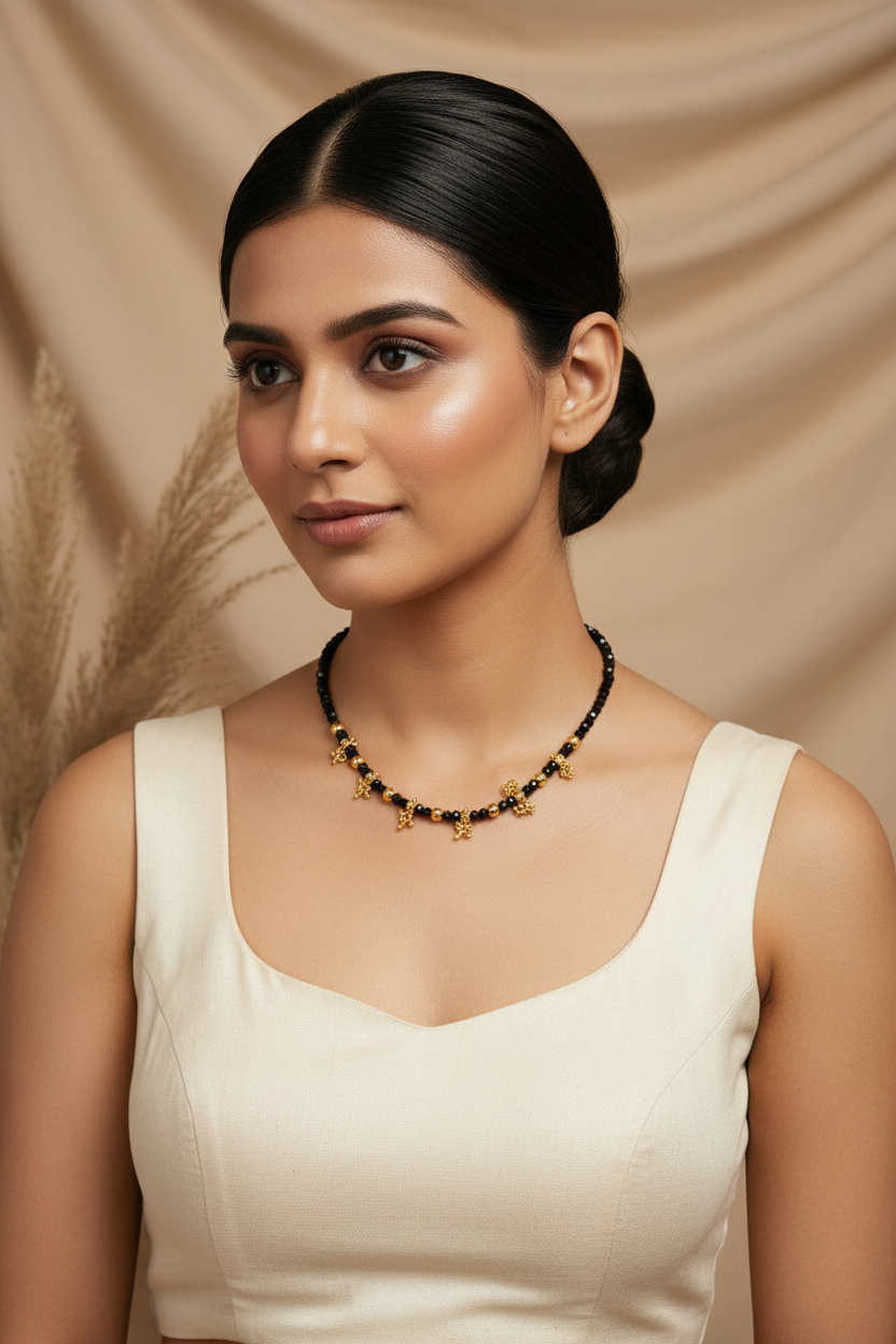 Black Crystal Beads Chain