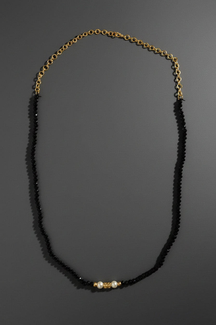 Black Beads Crystal Chain