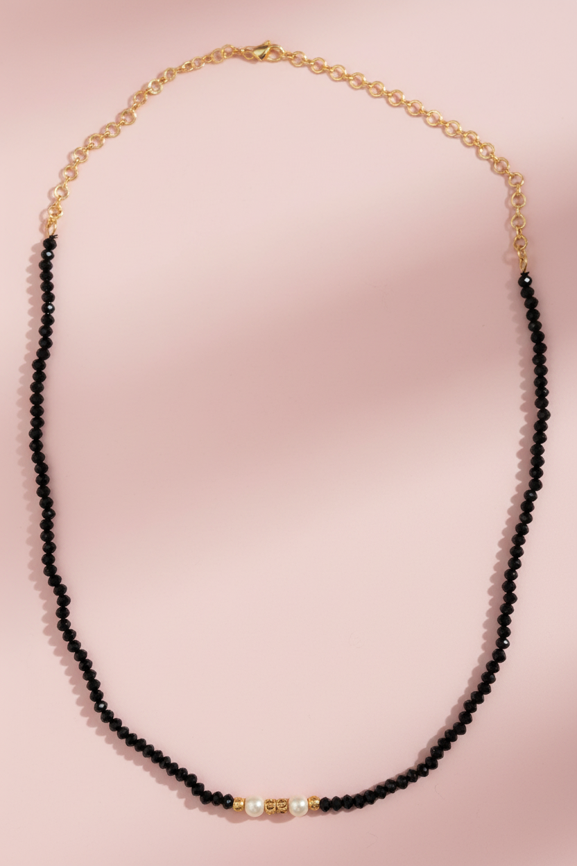 Black Beads Crystal Chain