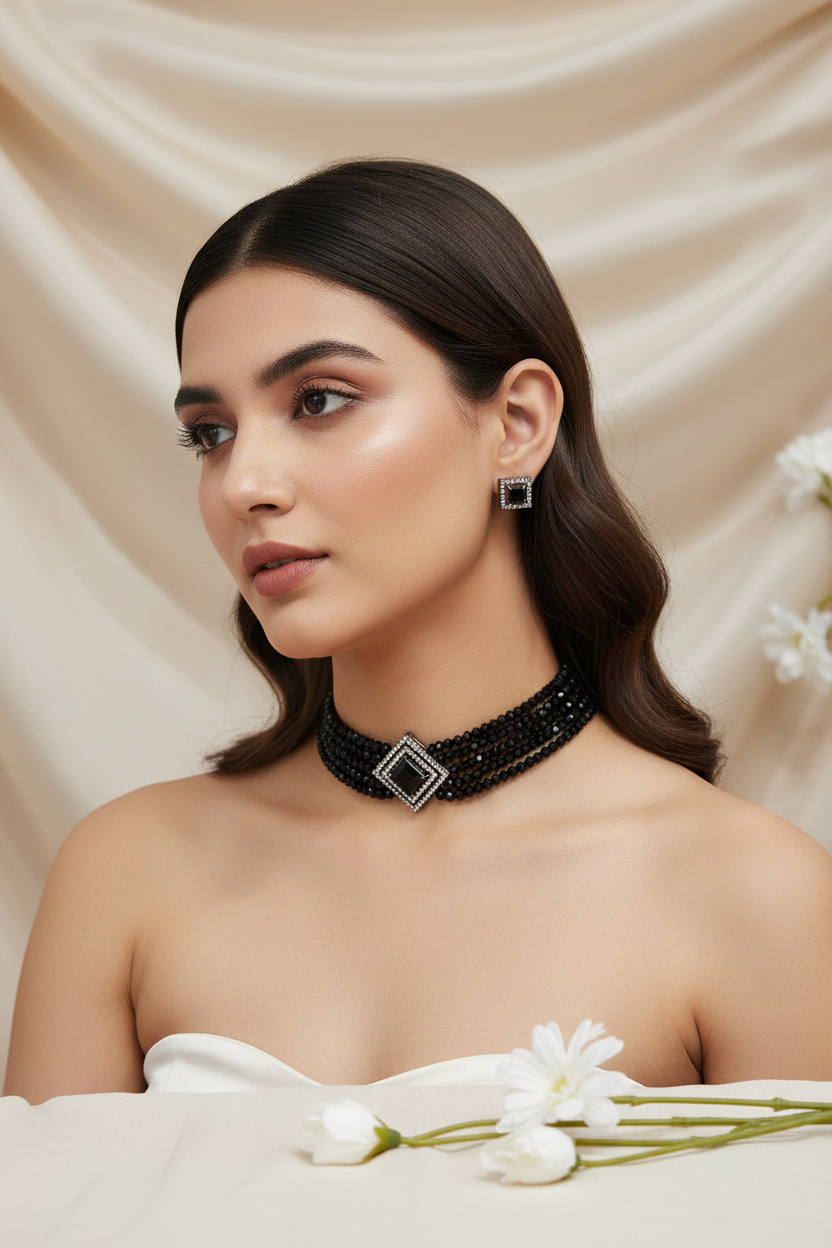 Black Choker Diamond Shape 