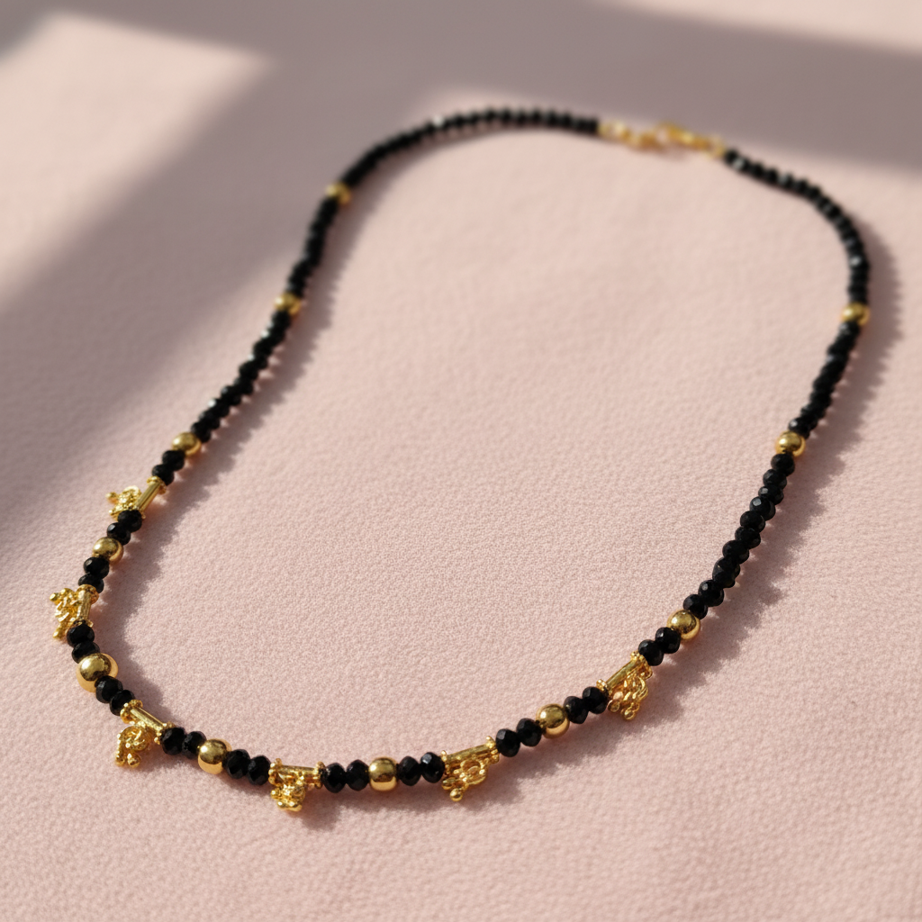 Black Crystal Beads Chain