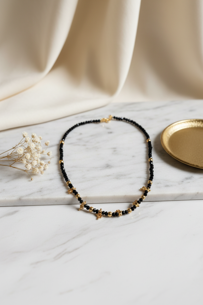 Black Crystal Beads Chain