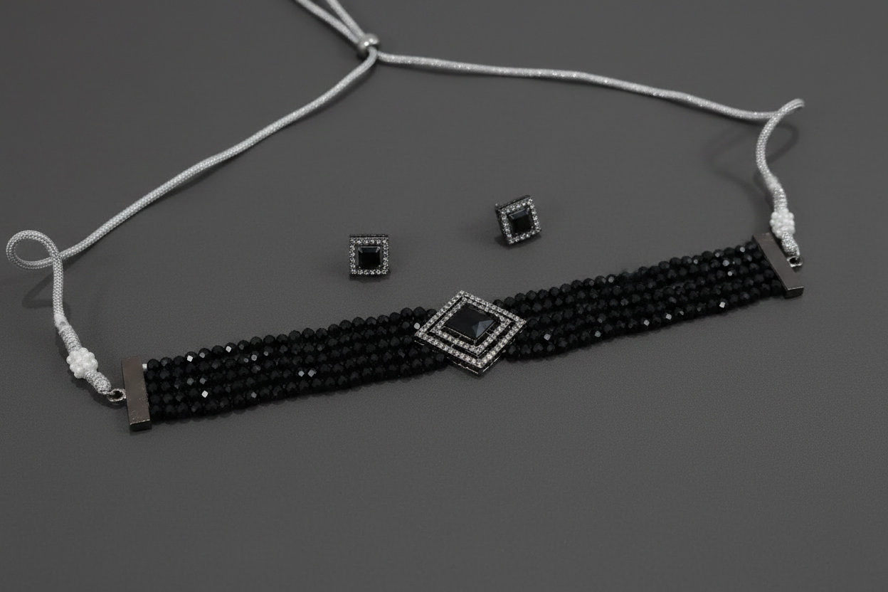 Black Crystal Diamond Choker 