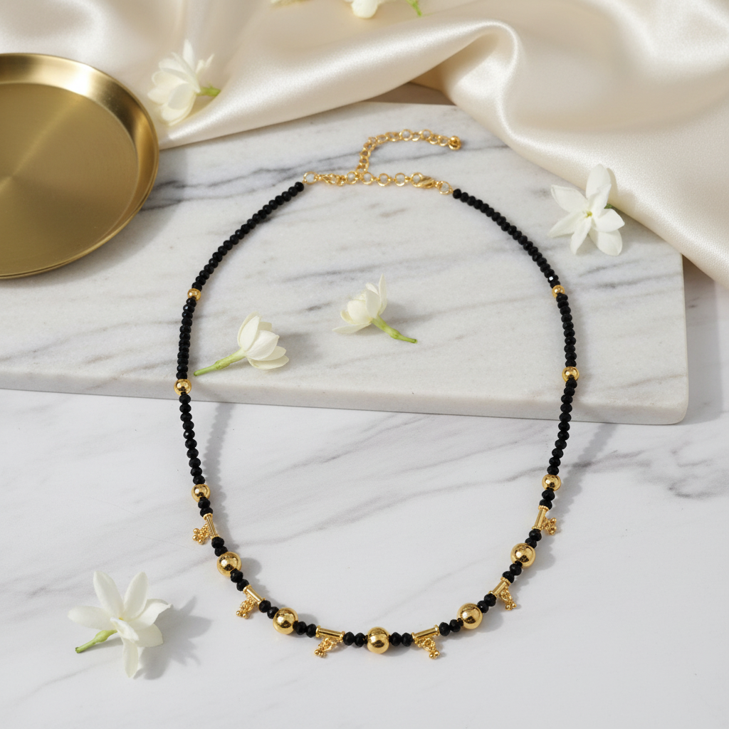 Black Crystal Gold Chain 