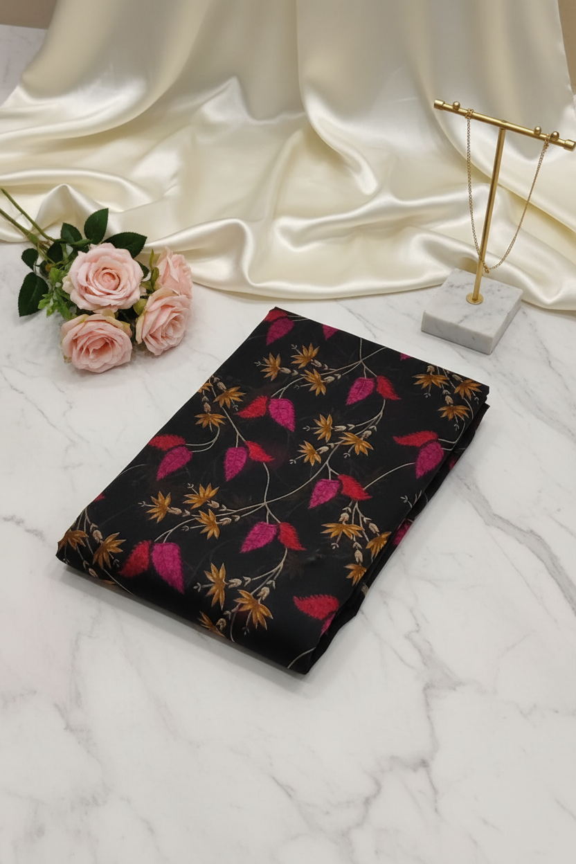 Black Fancy Cotton Saree