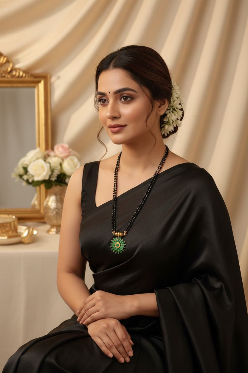 Black beads AD Mangalsutra 