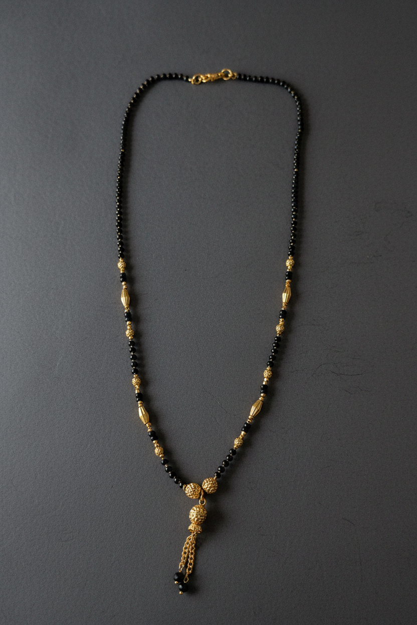 Black beads dangler Gold 